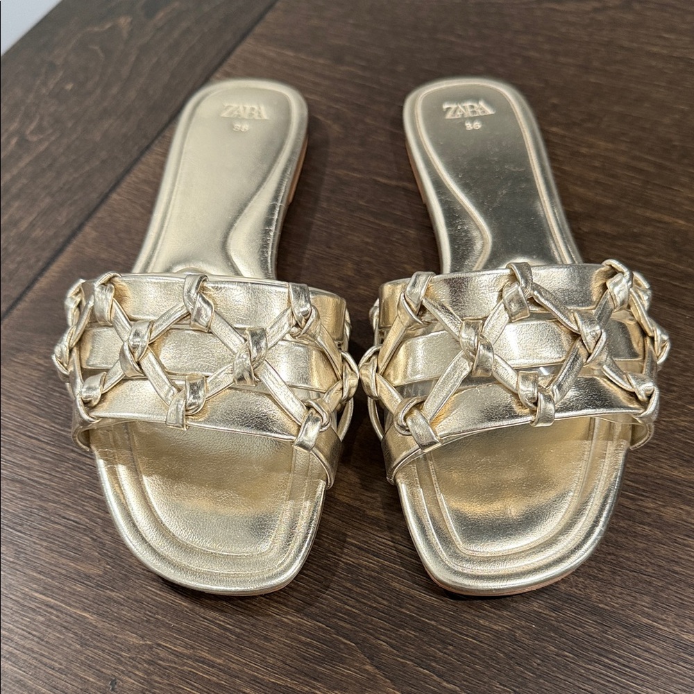 Zara Metallic Gold Women's Sandals
